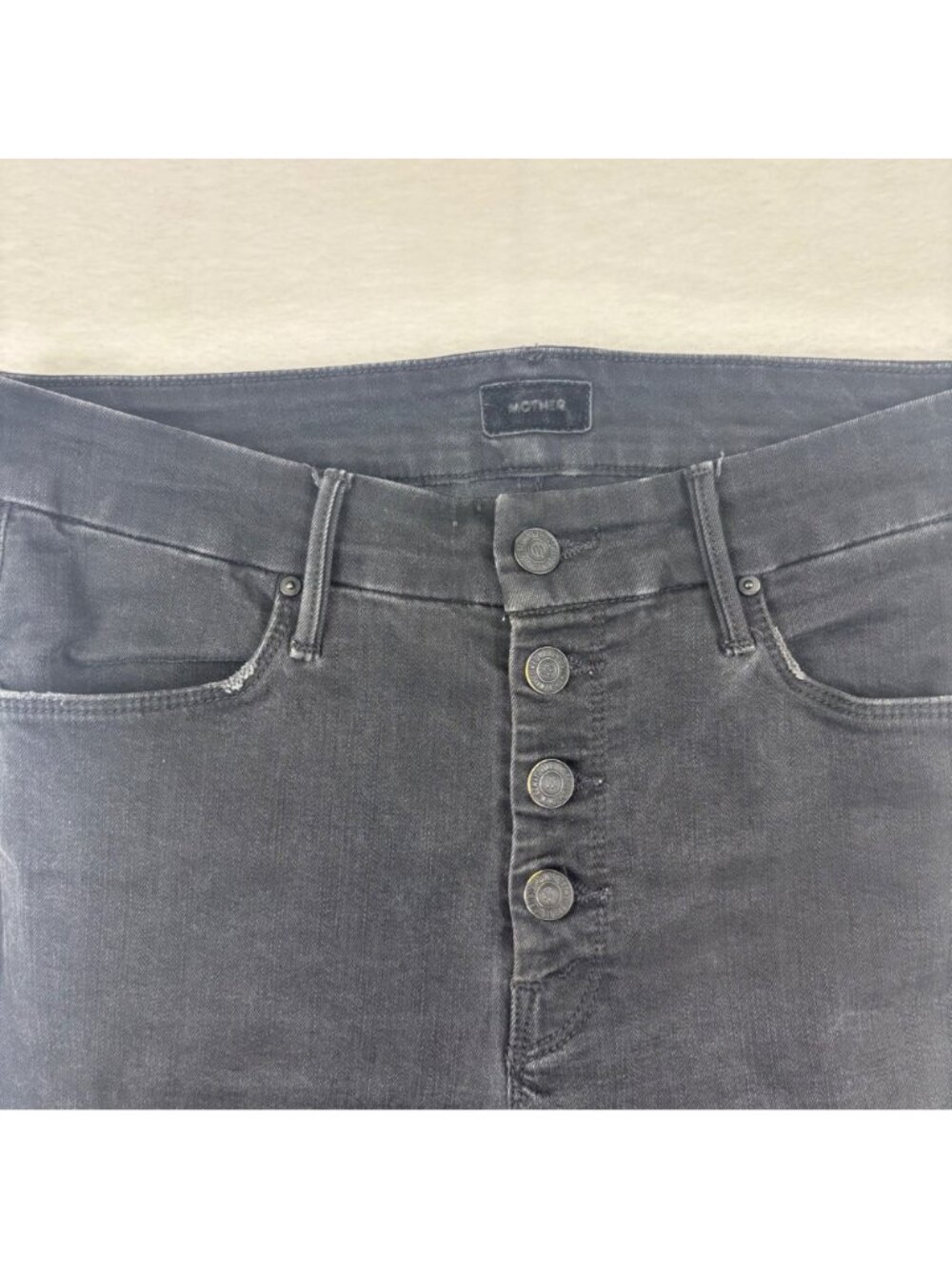 Mother 29 The Pixie Ankle Fray Jeans Button Fly Black Denim - Picture 2 of 8